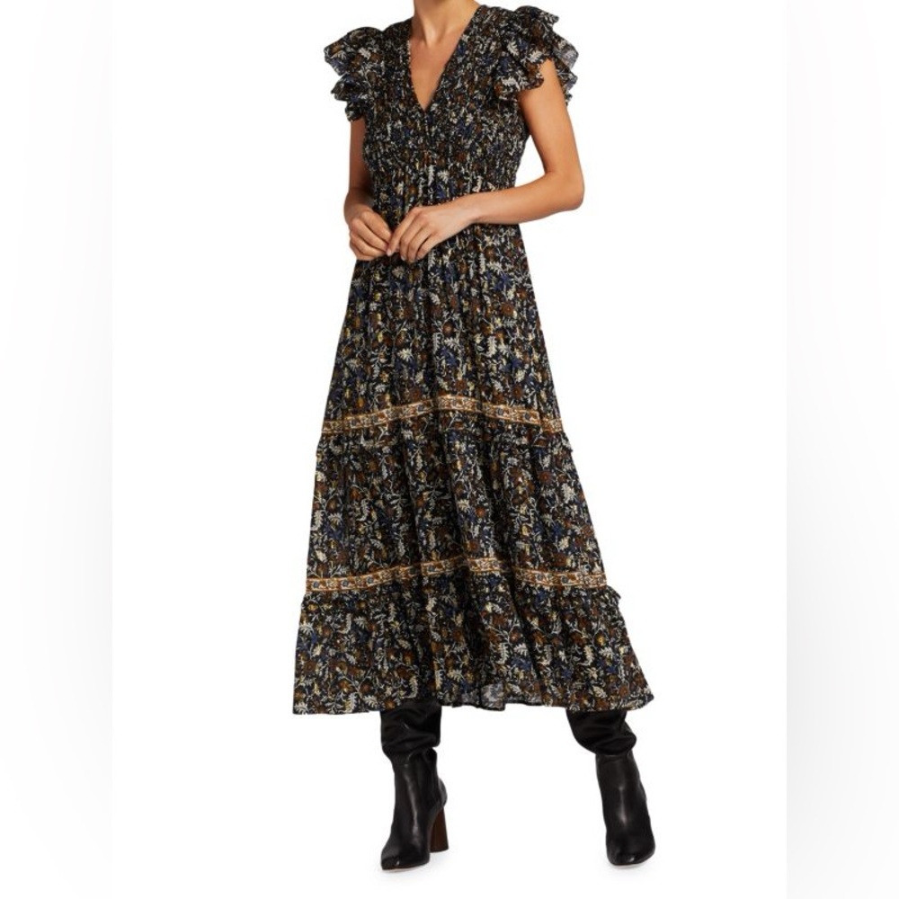 SEA NY Walker Flutter-Sleeve Floral Maxi Dress - Size 2 - EUC - Dry Cleaned